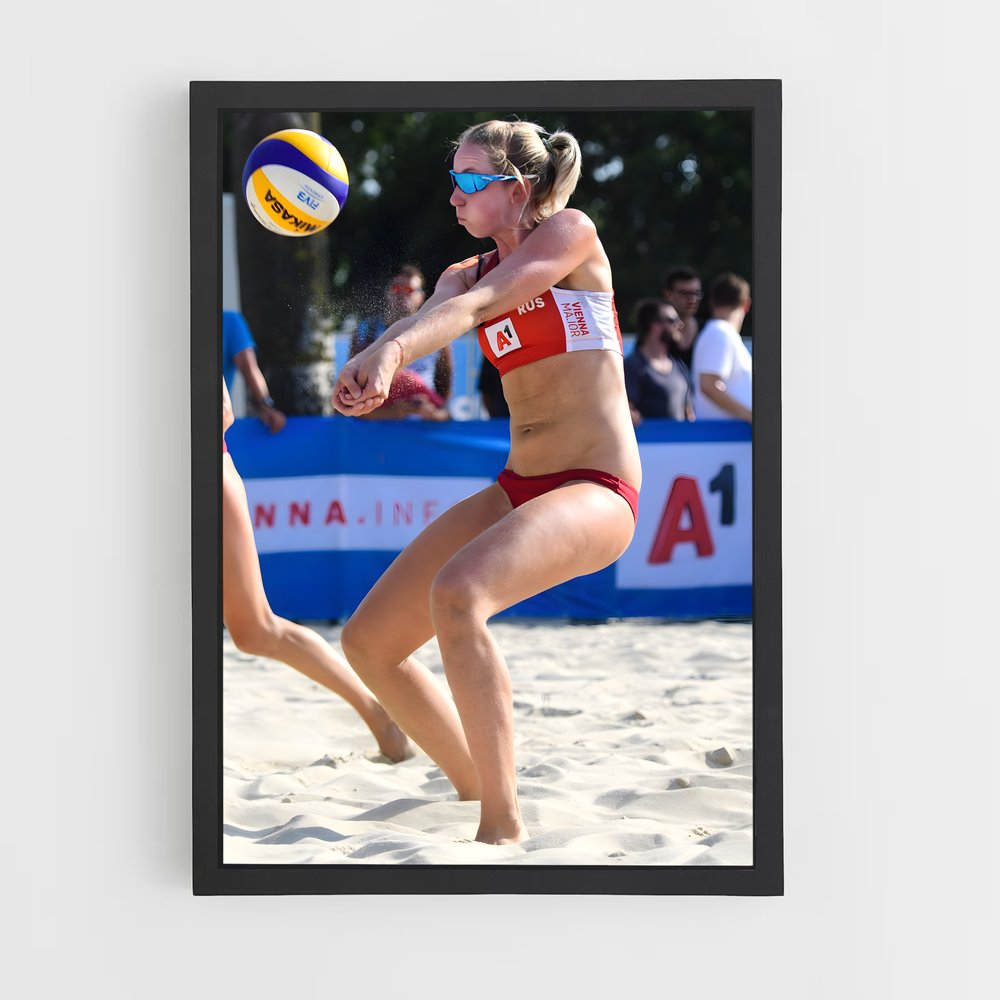 Poster Volleyball ensoleillé – affiche Beach-volley (vue 2)